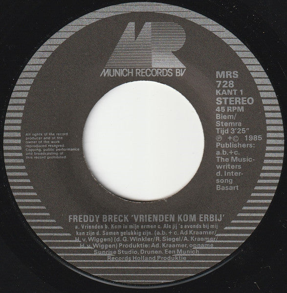 Freddy Breck - Vrienden Kom Erbij Vinyl Singles