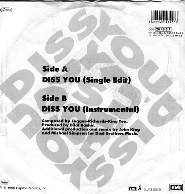 King Tee - Diss You Vinyl Singles Vinyl Very Good (VG) <br> Hoes Good Plus (G+)