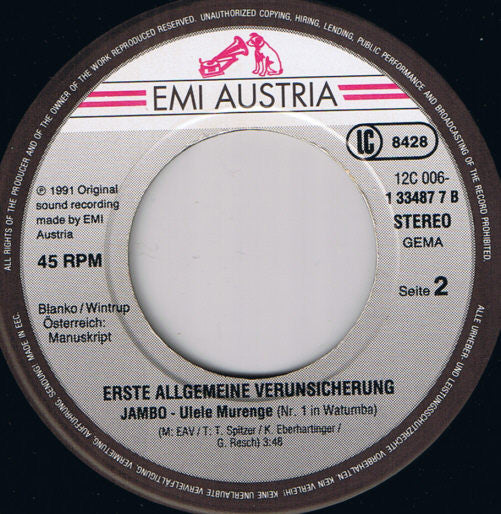 Erste Allgemeine Verunsicherung - Jambo Vinyl Singles Vinyl Very Good (VG) <br> Hoes Good Plus (G+)