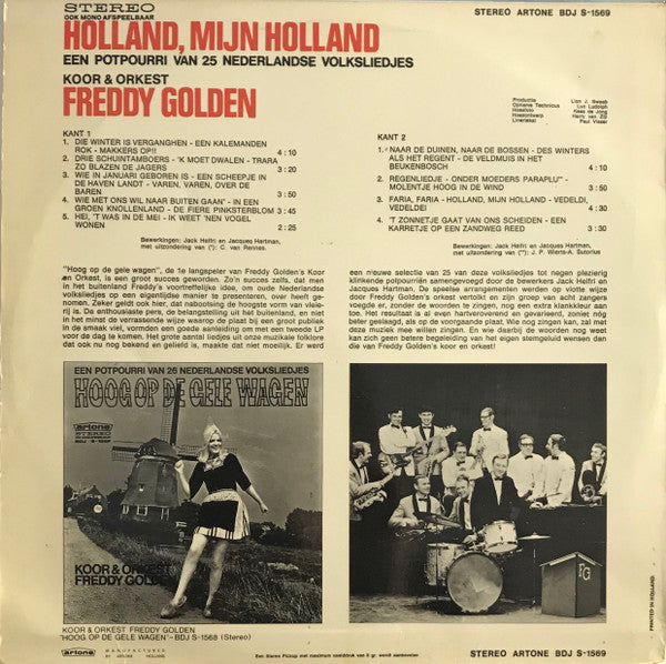 Koor En Orkest Freddy Golden - Holland, Mijn Holland - Een Potpourri Van ** Nederlandse Volksliedjes (LP) Vinyl LP Vinyl Very Good (VG) <br> Hoes Good Plus (G+)