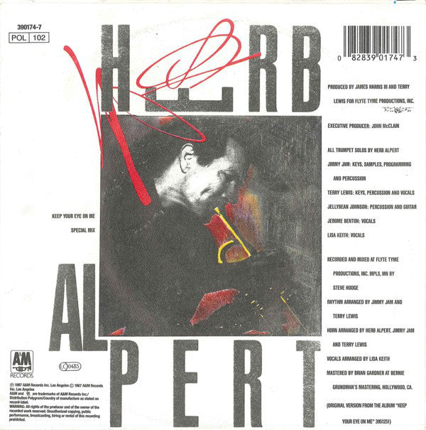 Herb Alpert - Keep Your Eye On Me Vinyl Singles Vinyl Very Good (VG) <br> Hoes Good Plus (G+)