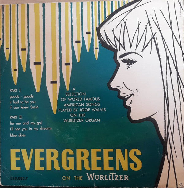 Joop Walvis - Evergreens On The Wurlitzer Vinyl Singles EP Vinyl Very Good (VG) <br> Hoes Good Plus (G+)