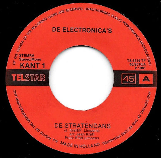 Electronica's - De Stratendans Vinyl Singles Vinyl Zeer Goed / Hoesje Sticker "VINYLSINGLES.NL"