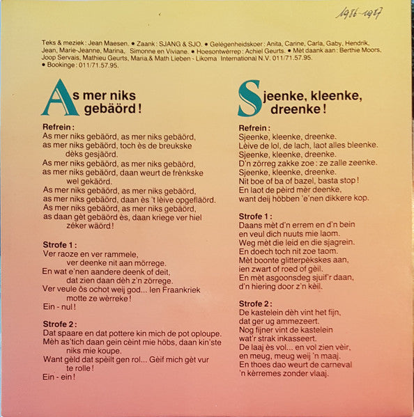 Sjang & Sjo - Sjeenke Kleenke Dreenke 13002 Vinyl Singles