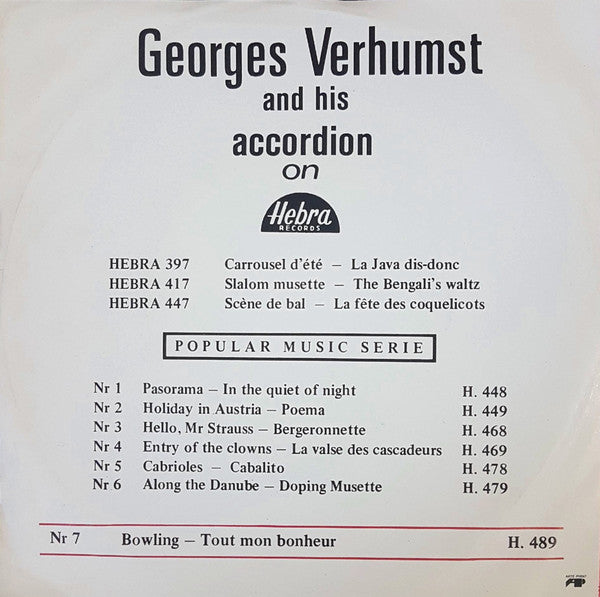 Georges Verhumst - Bowling Vinyl Singles Vinyl Very Good (VG) <br> Hoes Good Plus (G+)