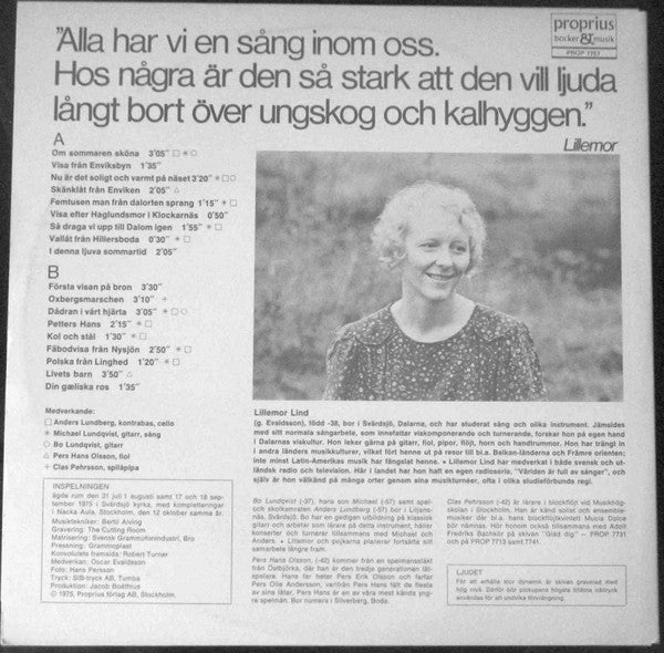 Lillemor Lind - Så Draga Vi Upp Till Dalom Igen (LP) Vinyl LP Vinyl Very Good (VG) <br> Hoes Good Plus (G+)