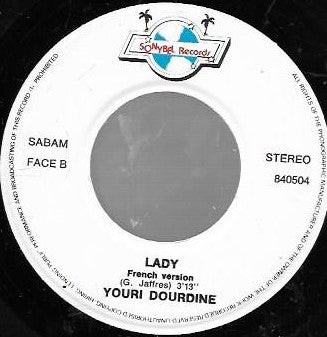 Youri Dourdine - Lady Vinyl Singles Vinyl Very Good (VG) <br> Hoes Good Plus (G+)