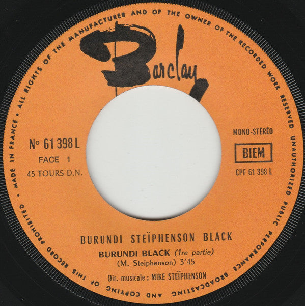 Burundi Steiphenson Black - Burundi Black Vinyl Singles Vinyl Very Good (VG) <br> Hoes Generic