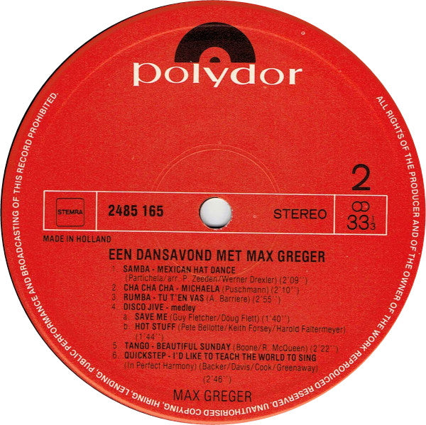Max Greger - Een Dansavond Met (LP) Vinyl LP