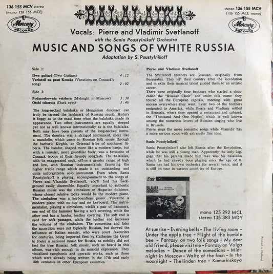 Pierre & Vladimir Svetlanoff with The Sania Poustylnikoff Orchestra - Balalaika
