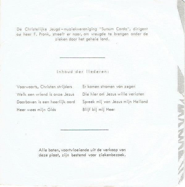Christelijke Jeugdmuziekvereniging Sursum Corda - Evangelie Klanken Vinyl Singles Vinyl Very Good (VG) <br> Hoes Good Plus (G+)