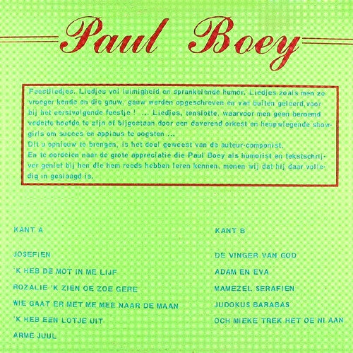 Paul Boey - 'K Heb De Mot In Me Lijf (LP) Vinyl LP Vinyl Very Good (VG) <br> Hoes Good Plus (G+)