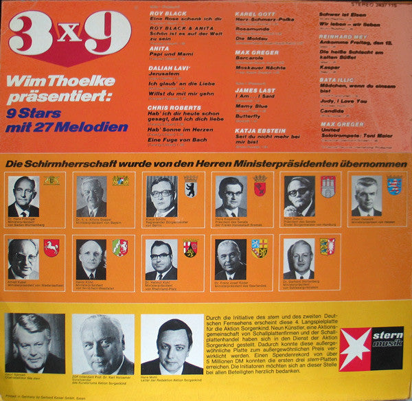 Various - Wim Thoelke Präsentiert: *x* - * Stars Mit ** Melodien (LP) Vinyl LP Vinyl Very Good (VG) <br> Hoes Good Plus (G+)