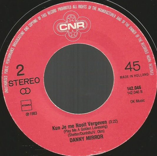 Danny Mirror - Ben Je Eenzaam Vanacht Vinyl Singles Vinyl Zeer Goed / Hoesje Generic "VINYLSINGLES.NL"