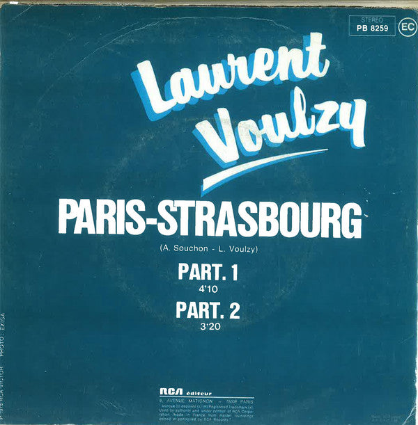 Laurent Voulzy - Paris - Strasbourg Vinyl Singles Vinyl Very Good (VG) <br> Hoes Good Plus (G+)