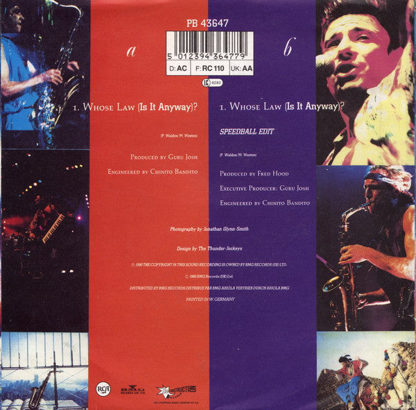 Guru Josh - Whose Law (is It Anyway) 20564 Vinyl Singles Vinyl Very Good (VG) <br> Hoes Good Plus (G+)