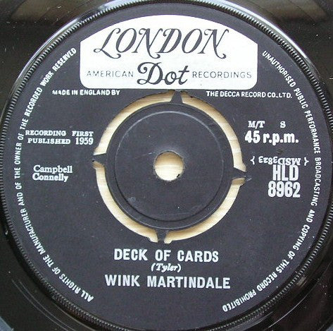 Wink Martindale - Deck Of Cards Vinyl Singles