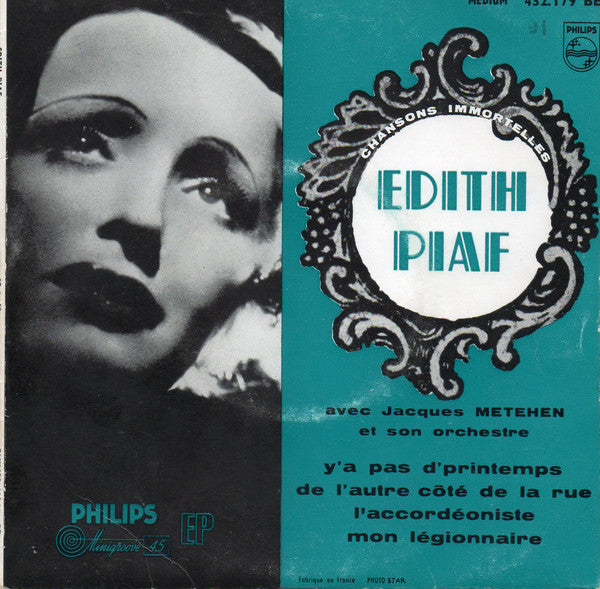 Edith Piaf Avec L'Orchestre De Jacques Météhen - Chansons Immortelles Vinyl Singles