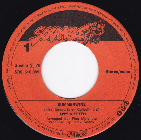 Barry & Eileen - Summerwine 35058 Vinyl Singles Vinyl Very Good (VG) <br> Hoes Good Plus (G+)
