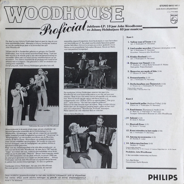 John Woodhouse - Woodhouse Proficiat! (LP) Vinyl LP Vinyl Very Good (VG) <br> Hoes Good Plus (G+)
