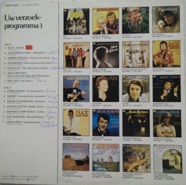 Various - Uw Verzoekprogramma 3 (LP) Vinyl LP Vinyl Very Good (VG) <br> Hoes Good Plus (G+)