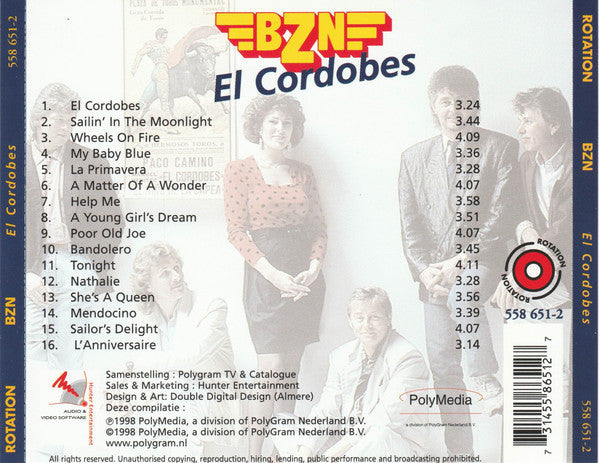 BZN - El Cordobes (CD) Compact Disc Vinyl Very Good (VG) <br> Hoes Good Plus (G+)