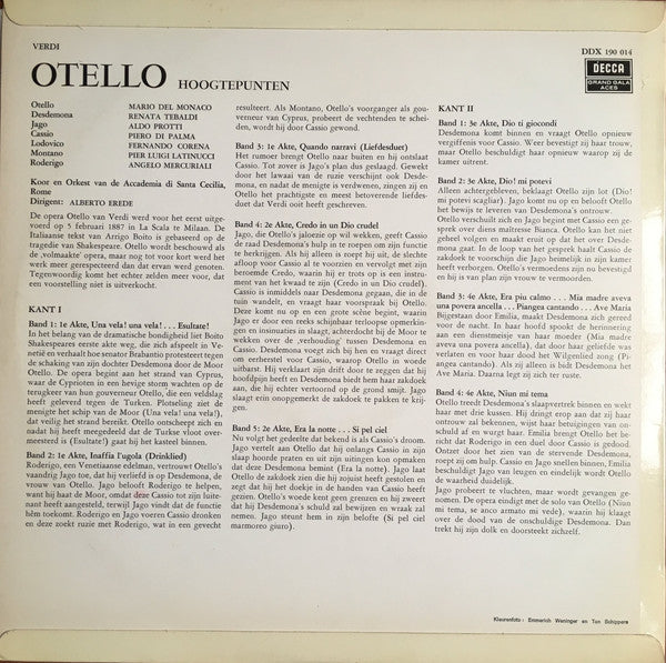 Verdi - Otello (Hoogtepunten) (LP) Vinyl LP Vinyl Very Good (VG) <br> Hoes Good Plus (G+)