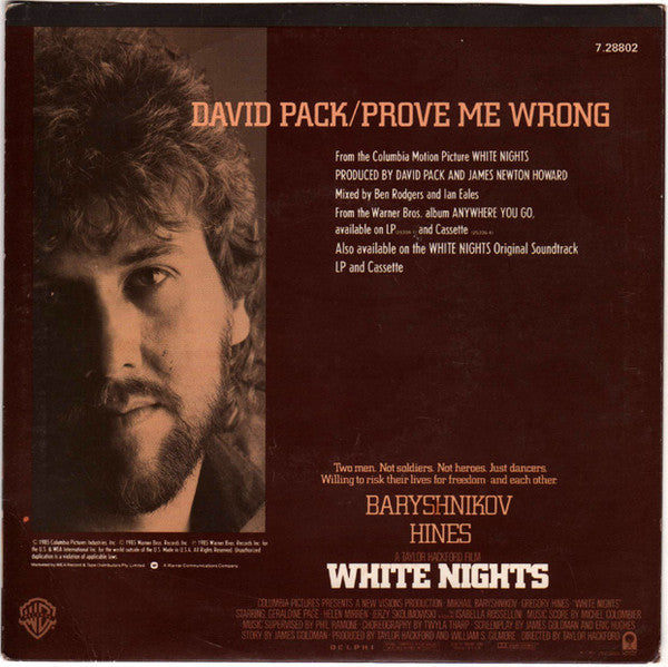 David Pack - Prove Me Wrong Vinyl Singles Vinyl Very Good (VG) <br> Hoes Good Plus (G+)