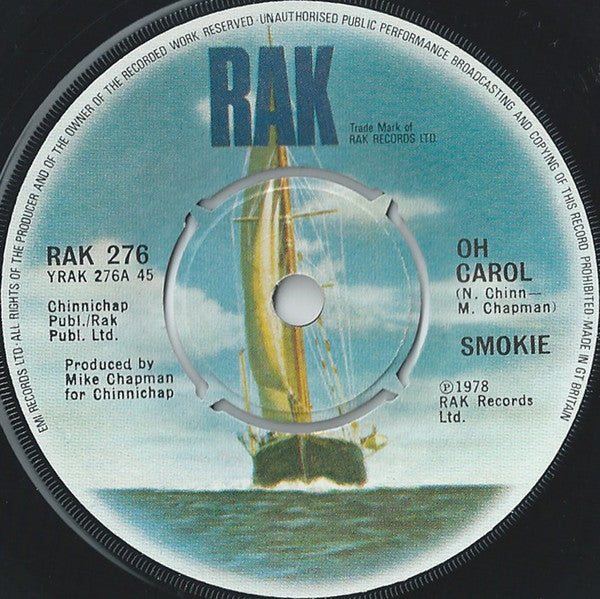 Smokie - Oh Carol 28115 Vinyl Singles Vinyl Very Good (VG) <br> Hoes Good Plus (G+)