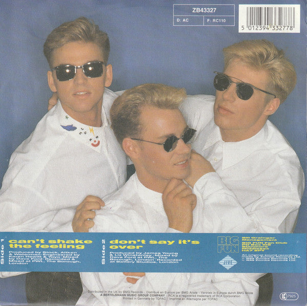 Big Fun - Can't Shake The Feeling Vinyl Singles Vinyl Very Good (VG) <br> Hoes Good Plus (G+)