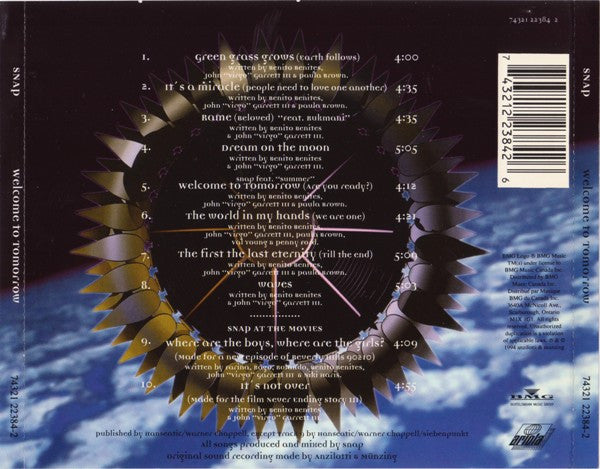 Snap! - Welcome To Tomorrow (CD) Compact Disc Vinyl Very Good (VG) <br> Hoes Good Plus (G+)