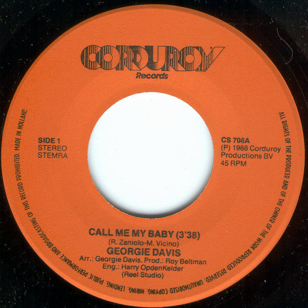 Georgie Davis - Call Me My Baby Vinyl Singles
