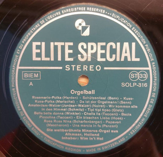 Weltberühmte Minerva-Orgel Aus Alkmaar - Orgelball (LP) Vinyl LP Vinyl Zeer Goed / Hoesje Goed "VINYLSINGLES.NL"