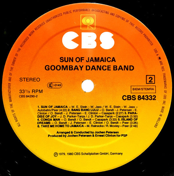 Goombay Dance Band - Sun Of Jamaica (LP) 52384 Vinyl LP Vinyl Very Good (VG) <br> Hoes Good Plus (G+)