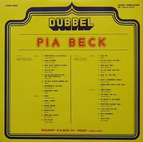 Pia Beck - Dubbel (LP) Vinyl LP Vinyl Very Good (VG) <br> Hoes Good Plus (G+)