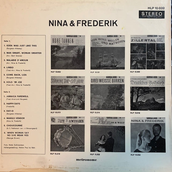 Nina & Frederik - Nina & Frederik (LP) Vinyl LP Vinyl Very Good (VG) <br> Hoes Good Plus (G+)