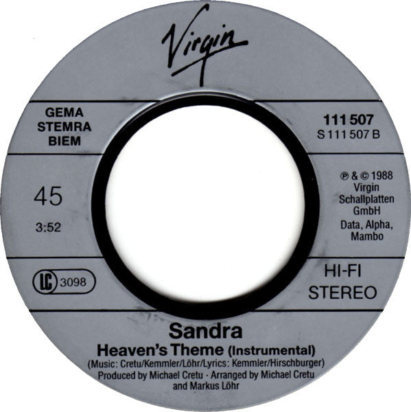 Sandra - Heaven Can Wait 40641 Vinyl Singles Vinyl Very Good (VG) <br> Hoes Good Plus (G+)