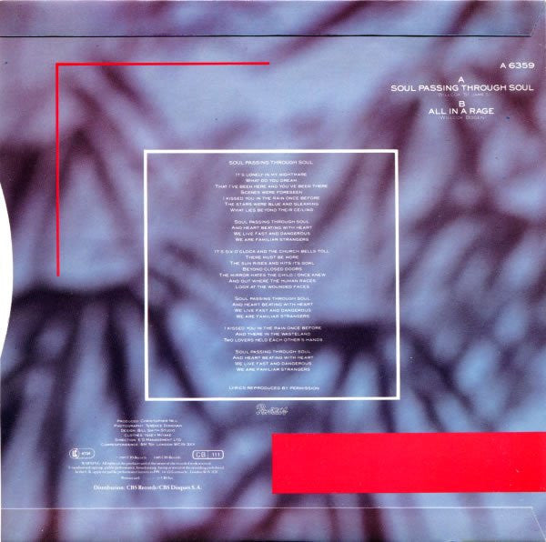 Toyah - Soul Passing Through Soul Vinyl Singles Vinyl Very Good (VG) <br> Hoes Good Plus (G+)