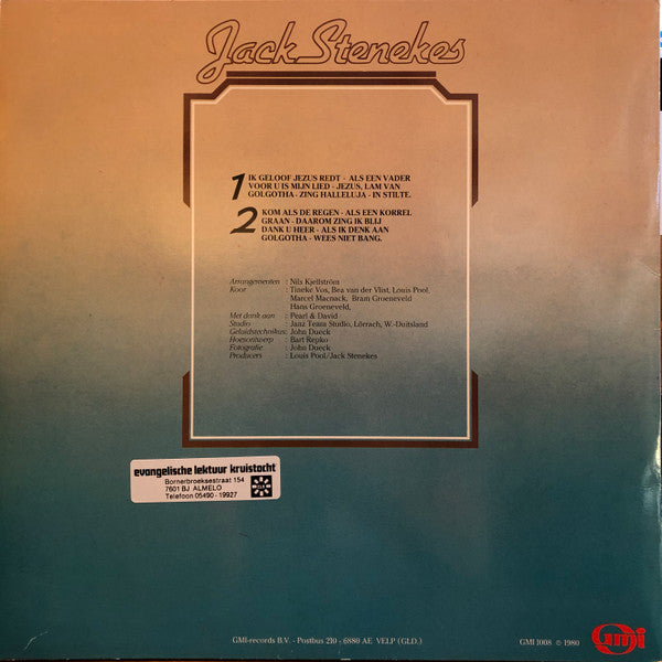 Jack Stenekes - Voor Hem Is Mijn Lied (LP) Vinyl LP Vinyl Very Good (VG) <br> Hoes Good Plus (G+)