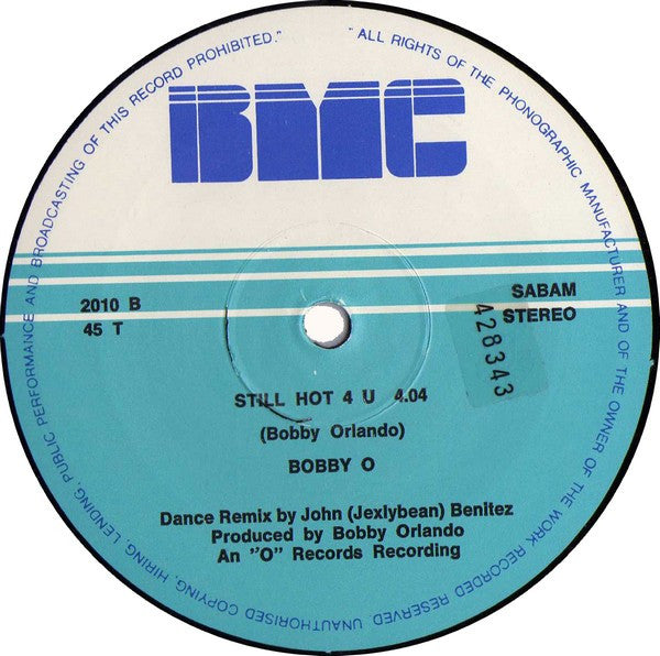 Bobby O - I'm So Hot For You (Maxi-Single) Maxi-Singles Vinyl Very Good (VG) <br> Hoes Good Plus (G+)