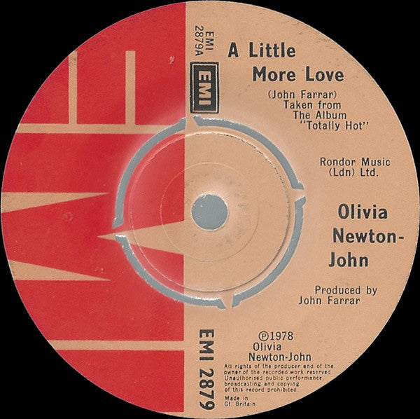 Olivia Newton-John - A Little More Love 40491 Vinyl Singles Vinyl Very Good (VG) <br> Hoes Good Plus (G+)