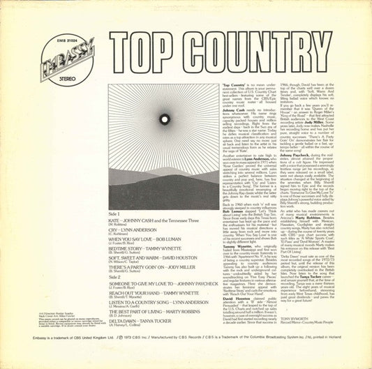 Various - Top Country (LP) Vinyl LP Vinyl Zeer Goed / Hoesje Goed "VINYLSINGLES.NL"