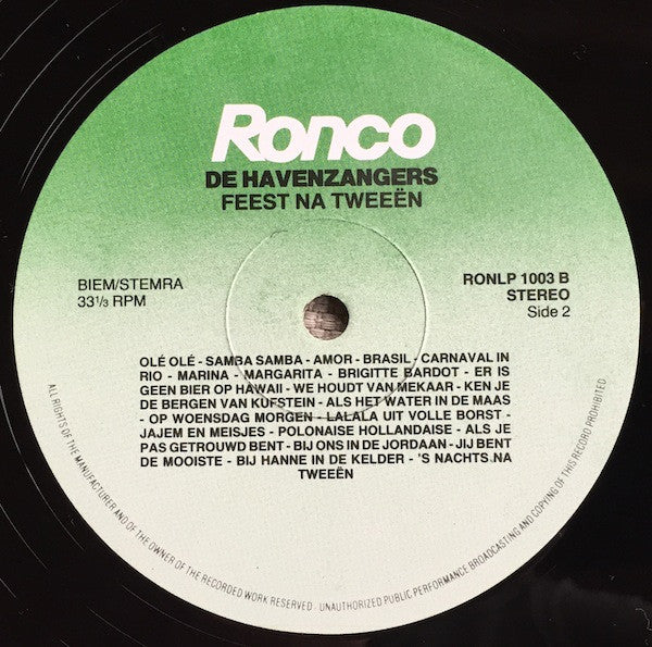 Havenzangers - Feest Na Tweeën (LP) Vinyl LP