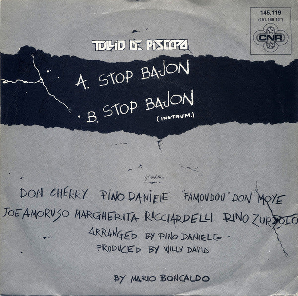 Tullio De Piscopo - Stop Bajon Vinyl Singles Media VG+ \ Sleeve G+