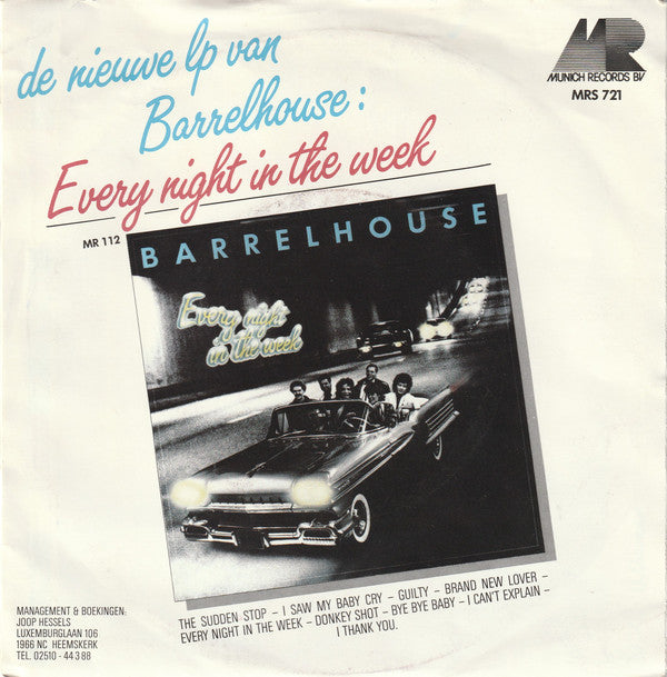 Barrelhouse - The Sudden Stop Vinyl Singles Vinyl Very Good (VG) <br> Hoes Good Plus (G+)
