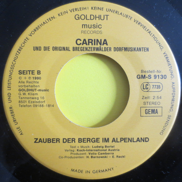 Carina - Der Rheinland Jodler Vinyl Singles