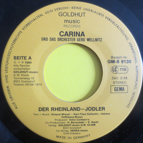 Carina - Der Rheinland Jodler Vinyl Singles