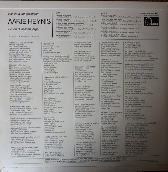 Aafje Heynis, Simon C. Jansen - Hallejuja, Lof Gezongen (LP) Vinyl LP Vinyl Very Good (VG) <br> Hoes Good Plus (G+)