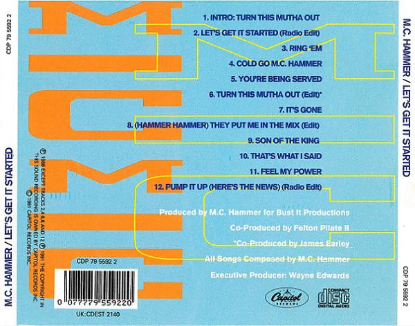 MC Hammer - Let's Get It Started (CD) Compact Disc Vinyl Very Good (VG) <br> Hoes Good Plus (G+)