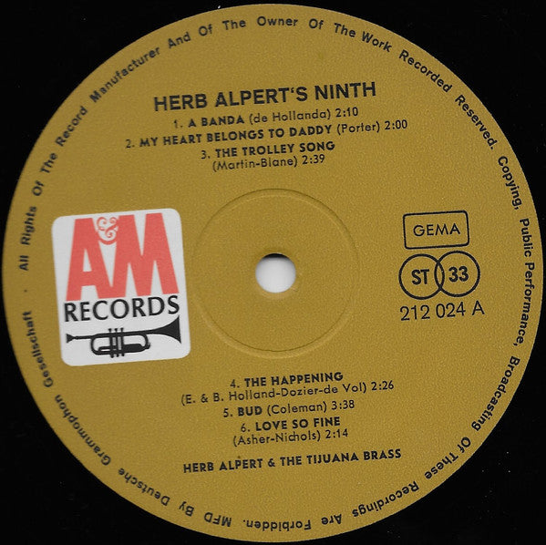 Herb Alpert & The Tijuana Brass - Herb Alpert's Ninth (LP) Vinyl LP